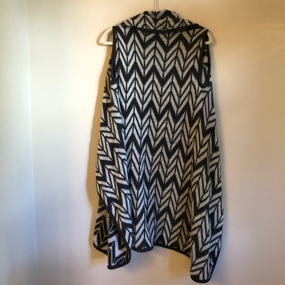 SIONI oversized grey chevron shrug poncho vest sweater size large - Picture 8 of 9